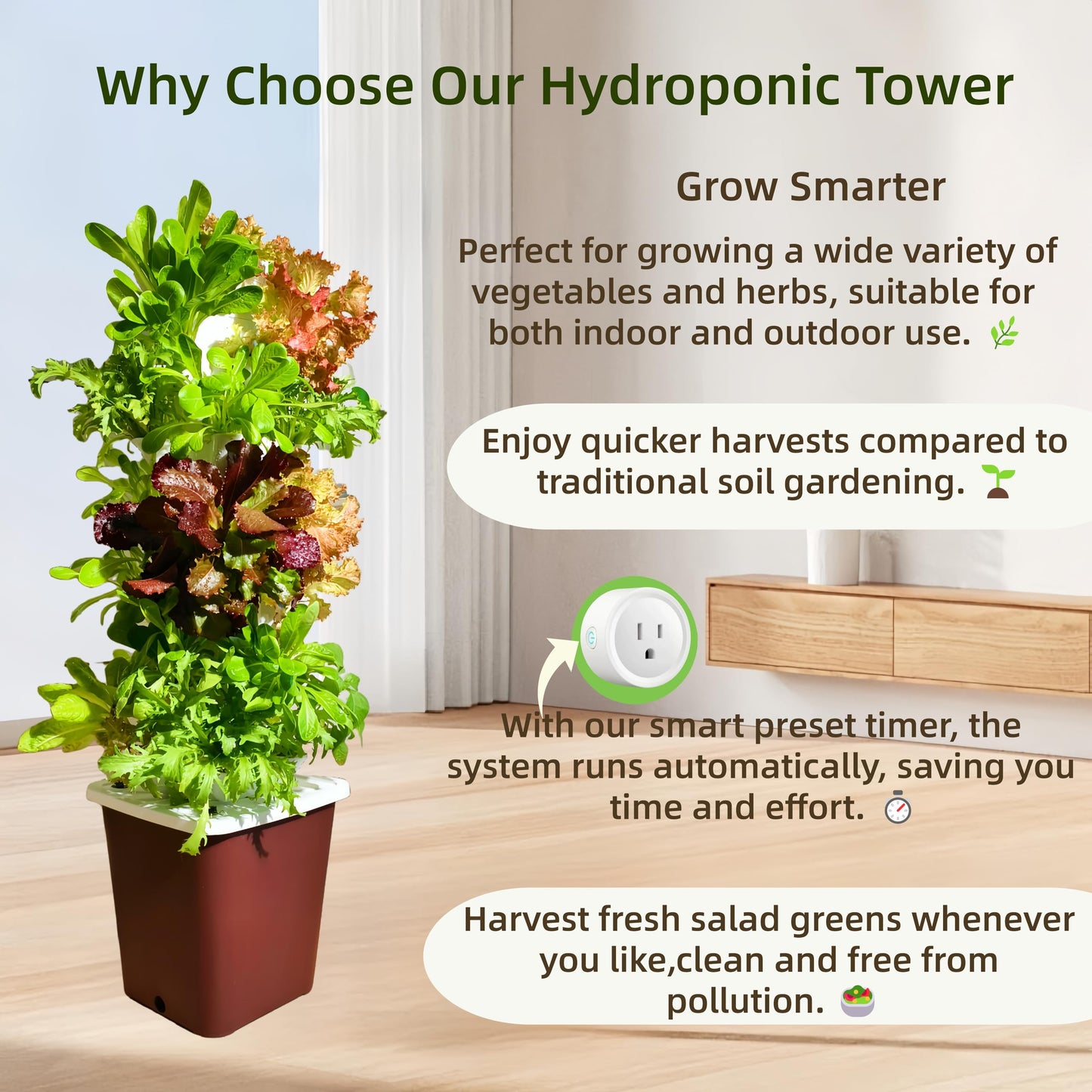 LnzyGarden 35-Pod Hydroponic Growing Tower for Indoor & Outdoor Gardening, 7-Layer Vertical Garden System with Smart Timer Watering, Beginner-Friendly Herb & Vegetable Planter