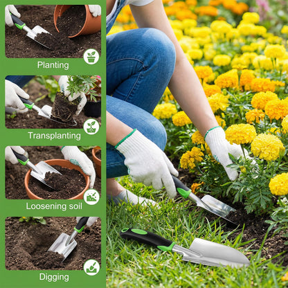 10 Pcs Garden Shovel Aluminum Alloy Heavy Duty Trowel Garden Tool Small Shovels for Digging Metal Hand Trowel Spade with Soft Handle for Lawn Yard Farm Home Shop Planting