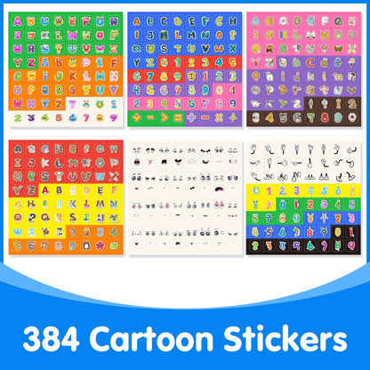 Odoorgames 100 Pcs Math Linking Cubes with 384 Cartoon Stickers - STEM Counting Cubes & Math Manipulatives for Kids, Learning Activities for Kindergarten & Elementary School