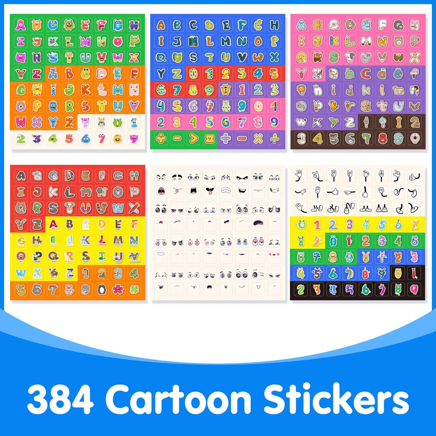 Odoorgames 100 Pcs Math Linking Cubes with 384 Cartoon Stickers – Mini Number Pops 1-10 – Essential Counting Cubes for Kids Math Learning and Fun Activities