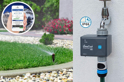 LinkTap G1S Wireless Water Timer & Gateway - Smart Sprinkler Timer with App, Remote Irrigation for Garden, Weather Aware, Greater Range Than WiFi, Anti-Freeze Protection, 2 Year Battery Life, IP66