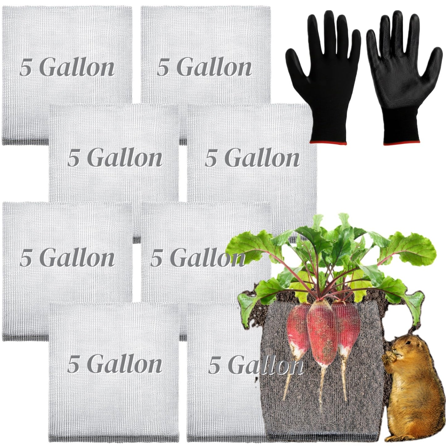 Noamus 8 Pack Plant Root Guard Basket, 5 Gallon Gopher Mole Vole Mesh, Reusable Stainless Steel Plant Speed Wire, Heavy Duty Protector Animal Cages for Garden Trees Bulbs Flowers Vegetables Protection