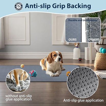 Washable Pee Pads for Dogs, 36x72 Reusable Puppy Pads with Fast Absorbent, Waterproof Reusable Pee Pads for Whelping, Traing, Incontinence and Potty, 3 Pack, Grey.