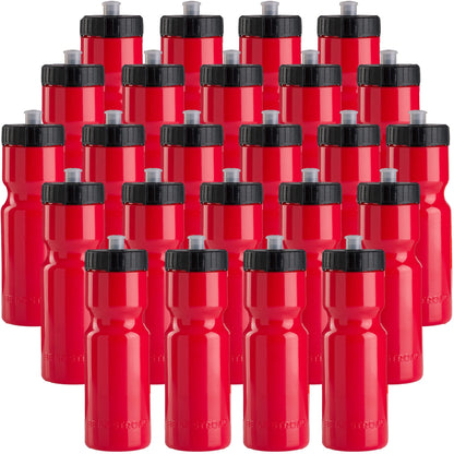 50 Strong Bulk Water Bottles 24-Pack – 22 oz BPA-Free Sports Bottles with Easy-Open Pull Top Cap – Made in USA – Reusable & Top Rack Dishwasher Safe Brand
