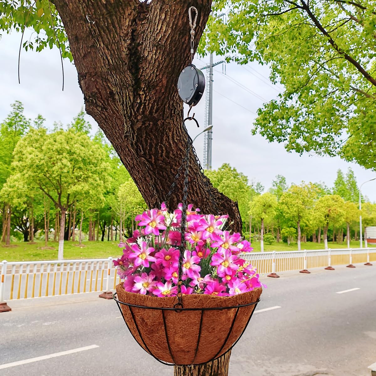 TIHOOD 2PCS Plant Pulley Retractable Hanger Hooks - Hanging Plants Garden Baskets Pots Bird Houses. 5ft Long & 55 lbs Weight Capacity