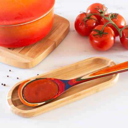 Totally Bamboo Catch-All Spoon Rest with Inlay Design