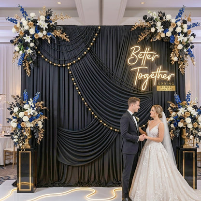 Wrinkle Free Black Backdrop Curtains for Parties, Polyester Photo Backdrop Drapes 2 Panels 5x8ft for Weddings Birthday Photography Background Parties Halloween Decor, 10ft x 8ft