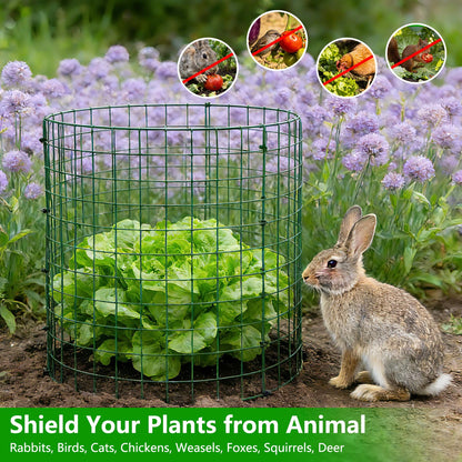 4 Pack Plant Protectors from Animals, 12''x14'' Metal Plant Cages for Outdoor Plants, Garden Plant Protector with Stakes & Zip Ties, Keep Rabbits Squirrels Out, Plant Cage for Flowers Vegetables