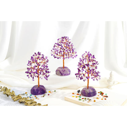 SITUMEIZI 7.09IN Amethyst Crystal Tree Amethyst Crystals and Healing Stones Natural Purple Gifts for Women Room Office Desk Purple Decor Reiki Spiritual Meditation Energy Tree of Life