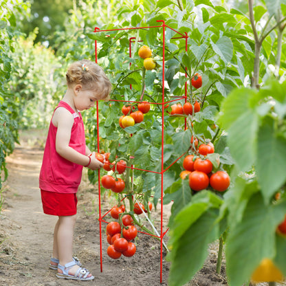 Thealyn Tomato Cages 6 Packs 46 Inch (H) Plant Stand with 164 Feet Twist Ties, Heavy Duty Garden Plants Support for Tomatoes, Cucumber, and Other Climbing Plants (Red)