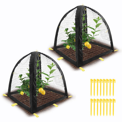 2PCS Pest Guard Cover-22 x 22 x 23 Inch Mesh Plant Cover for Pests-Garden Plants Cloche Tent for Protect Plants Vegetables Fruits Shrubs from Squirrel Animal Eating