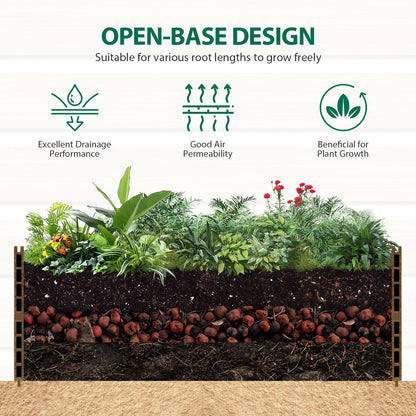 treslam Elevated Wooden Raised Garden Planter Outdoor Flower & Vegetable Box for Patio, Backyard, or Garden - Durable, Weather-Resistant Design - 47.2" x 47.2" x 6.3" (Brown)