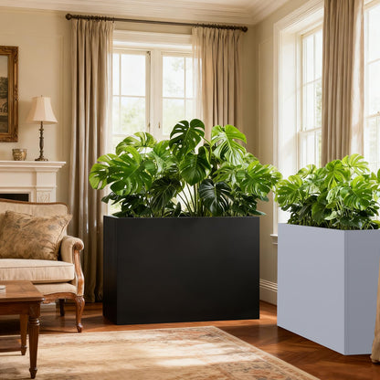 GZLVSOW Metal Outdoor Planter 36" L x 15" W x 24" H for Tall Planter Metal Rectangular Planter with Removable Insert Shelf for Outdoor, Indoor, Garden, Patio (Black, 36 * 15 * 24)