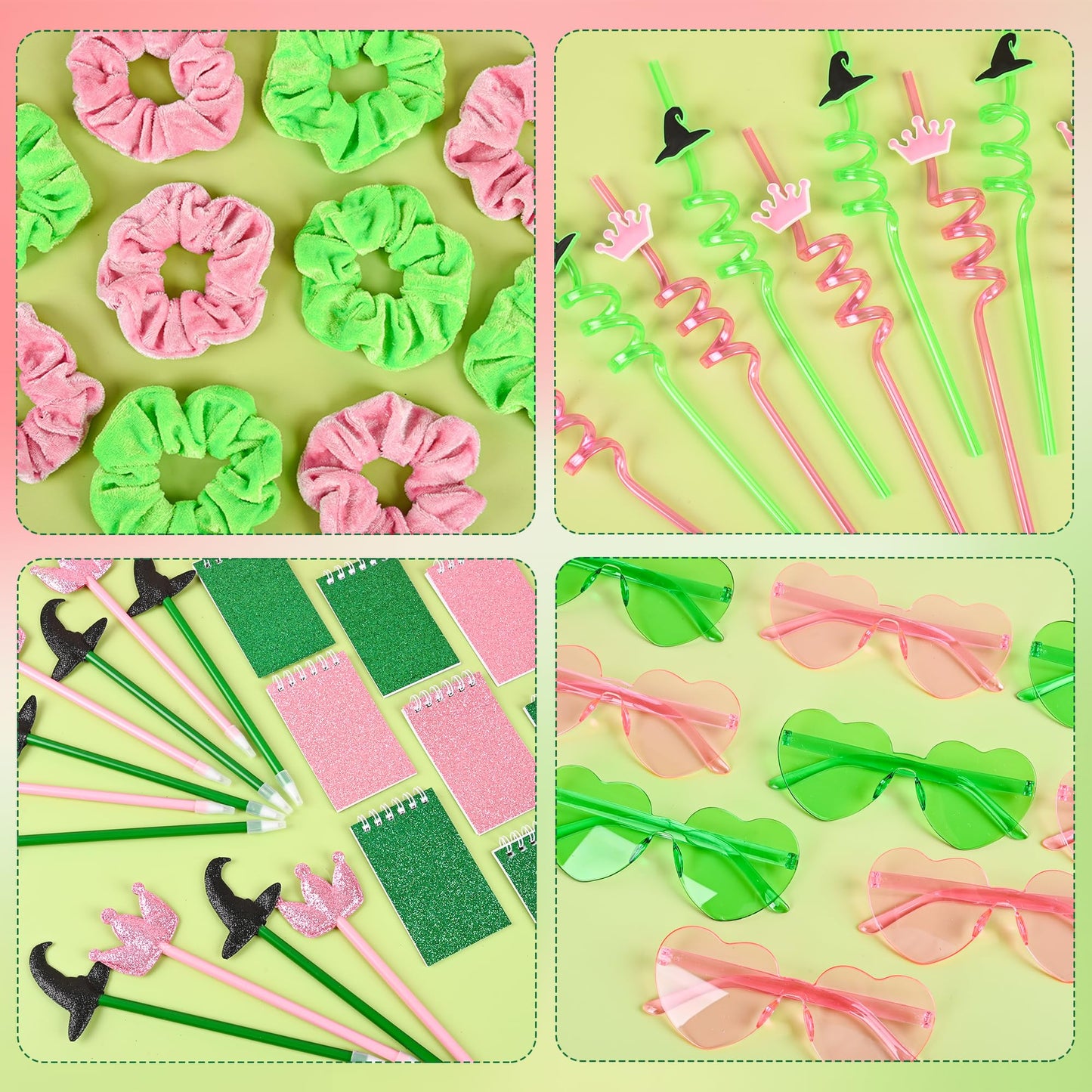 LiYiQ 72 Pcs Witch Party Supplies Return Gifts for Party Halloween Teacher Gift Stationery Gifts from Teacher Straws Pen Notebooks Scrunchies Sunglasses for Classroom Exchange Birthday