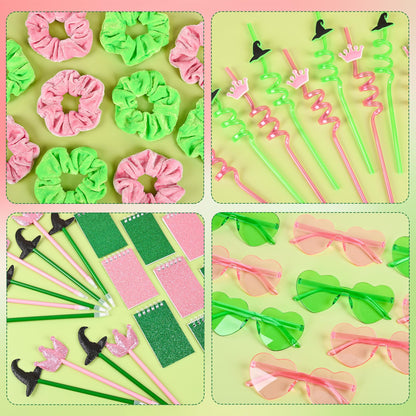 LiYiQ 72 Pcs Witch Party Supplies Return Gifts for Party Halloween Teacher Gift Stationery Gifts from Teacher Straws Pen Notebooks Scrunchies Sunglasses for Classroom Exchange Birthday