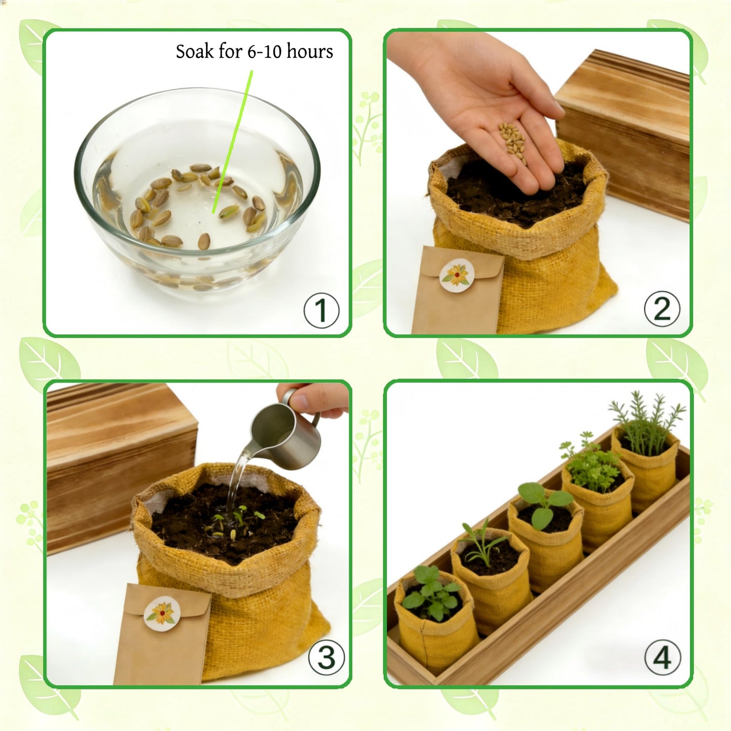5 Herb Garden Kit with Wooden Box – Basil, Thyme, Parsley, Rosemary, Mint – Windowsill Herb Garden for Kitchen – Mother’s Day Gift for Mom, Gardening Gift for Women – Birthday Housewarming