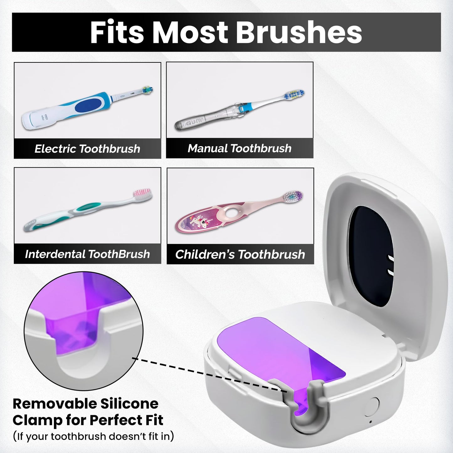 Portable UV Toothbrush Sanitizer Holder & Cleaner with UV Light & Magnetic Mounting - Rechargeable Toothbrush Sanitizer for Travel Cover, Wall Mounted UV Tooth Brush Sanitizer Holder Fits Most Brushes