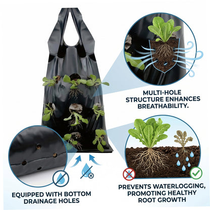 Ginwrek Strawberry Planter 20PCS Hanging Strawberry Planter, 9x21inch Grow Bags Space-Saving Ventilate Hanging Grow Bags for Balcony & Garden, Black