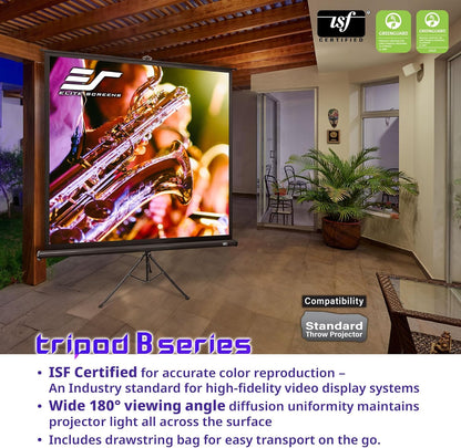 Elite Screens Tripod B, 50-INCH 1:1, Lightweight Pull Up Foldable Stand, Manual, Movie Home Theater Projector Screen, 4K / 8K Ultra HDR 3D Ready, US Based Company 2-Year Warranty, T50SB - Black