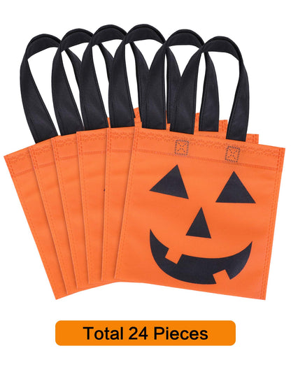 Boao 24 Pieces Halloween Lantern Pumpkin Tote Bags Non Woven Candy Bags for Halloween Party(12 x 12 Inch)