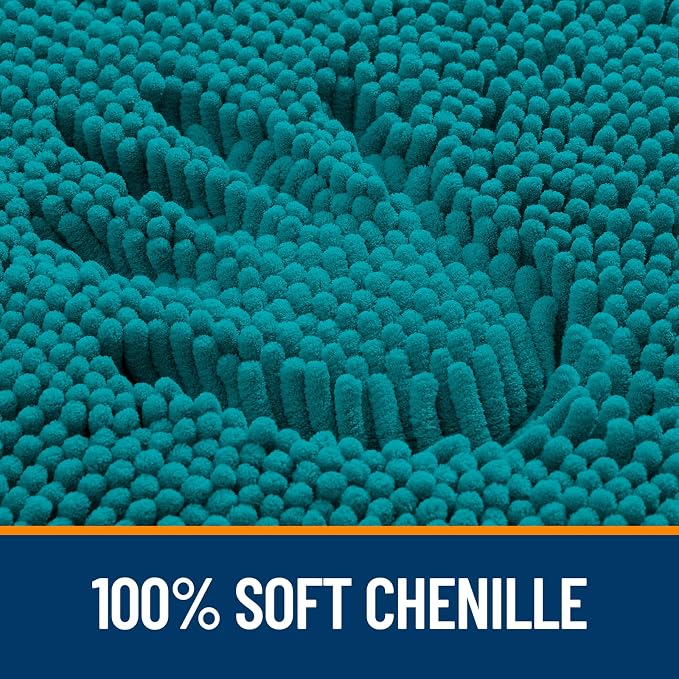 OLANLY Bathroom Rugs 30x18, Extra Soft Absorbent Chenille Bath Rugs, Rubber Backing Quick Dry, Machine Washable Bath Mats for Bathroom Floor, Tub and Shower, Home Decor Accessories, Deep Lake
