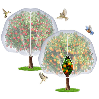 TMFsode 2 Pcs Fruit Tree Netting with Zipper and Drawstring for Garden, 6Ft x 6Ft Blueberry Bush Netting, Protective Garden Mesh Cover for Tomatoes, Fruit Tree, Flowers, Vegetables