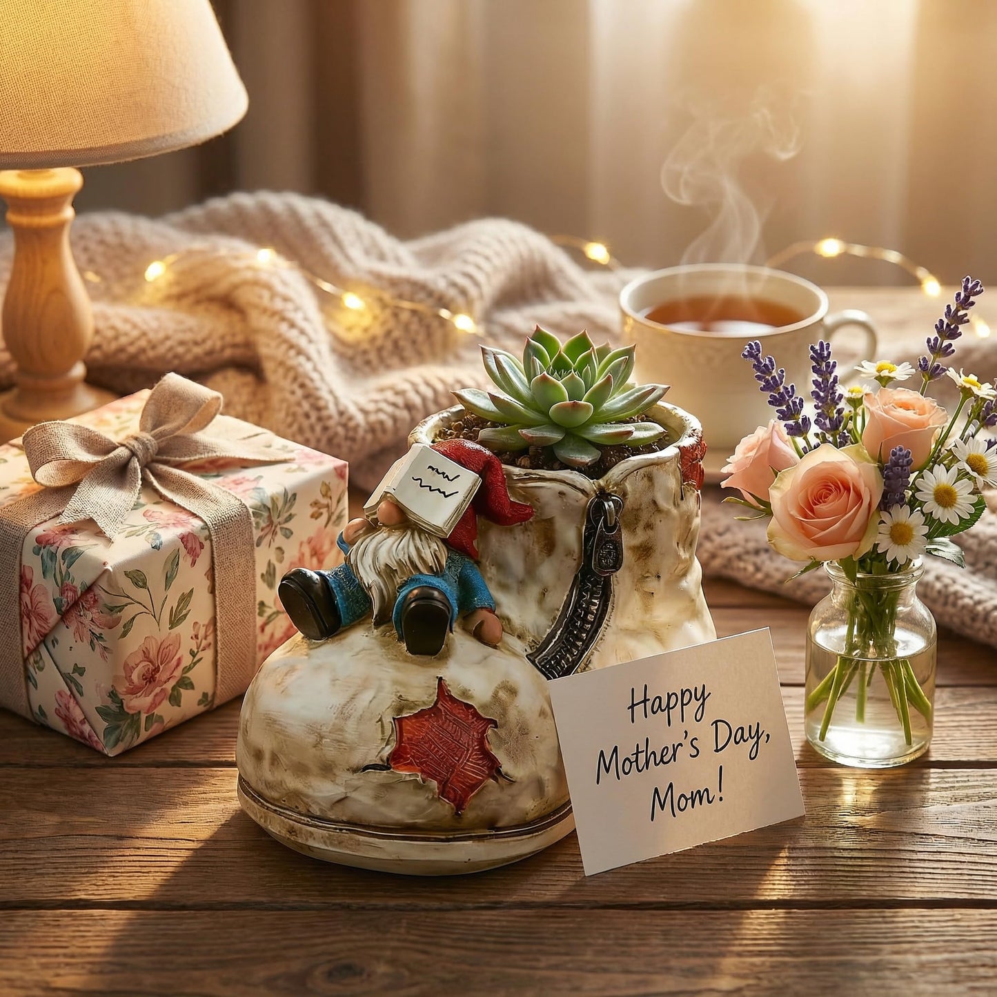 DDLUZQual Cute Planter Pot Suitable for Indoor and Outdoor, Small gnome Resin Succulent Plant Flower pots, Decorative Fun Flower pots with Drainage Holes, Ideal Home and Garden Decoration Gifts