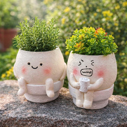Patelai 2 Pcs Face Planter Pots Detachable Funny Toilet Planter Pot Cute Resin Smile Face Head Succulents Flower Planters Decor for Indoor Outdoor Home Office Gift Ideas