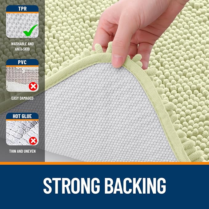OLANLY Bathroom Runner Rugs 70x24, Soft Absorbent Chenille Bath Rugs, Rubber Backing Quick Dry, Machine Washable Long Bath Mats for Bathroom Floor, Tub and Shower, Home Decor Accessories, Vanilla