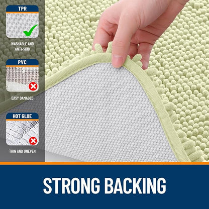 OLANLY Bathroom Rugs 34x21, Extra Soft Absorbent Chenille Bath Rugs, Rubber Backing Quick Dry, Machine Washable Bath Mats for Bathroom Floor, Tub and Shower, Home Decor Accessories, Vanilla