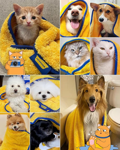 PETHROOM Ultra Absorbent Pet Towel | Quick-Drying, Soft Microfiber Dog & Cat Bath Towel | Lightweight, Durable, Fast Water-Soaking | Ideal for All Breeds (Medium) 15.7" x 31.5" (Pack of 2)