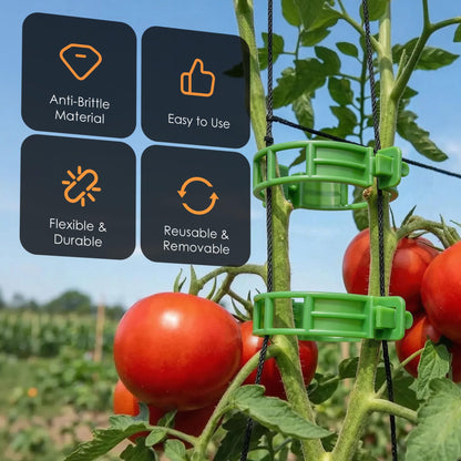 100pcs Tomato Clips for Climbing plants, Plastic Trellis Plant Support Clips for Garden, Reusable Clips for Supporting Grape Tomato Vine and Vegetables Plants to Grow Upright Makes Plants Healthier