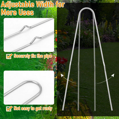 Yaocom 100 Pcs 6 Inch Drip Irrigation Stakes Curved Garden Hose Stakes Metal U Shape Soaker Hose Irrigation Tubing Parts Staples for Ground, Hold Drip Tubing up to 1/2" 5/8'' Diameter