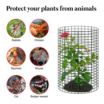 Hlimior 30 Pcs Large Wire Plant Protector from Animals 24'' x 12''10 Sets Metal Plant Cage Chicken Wire Cloche with Ground Stakes and Nylon Tie to Keep Animals Out, Garden Protection Bunny Barricade