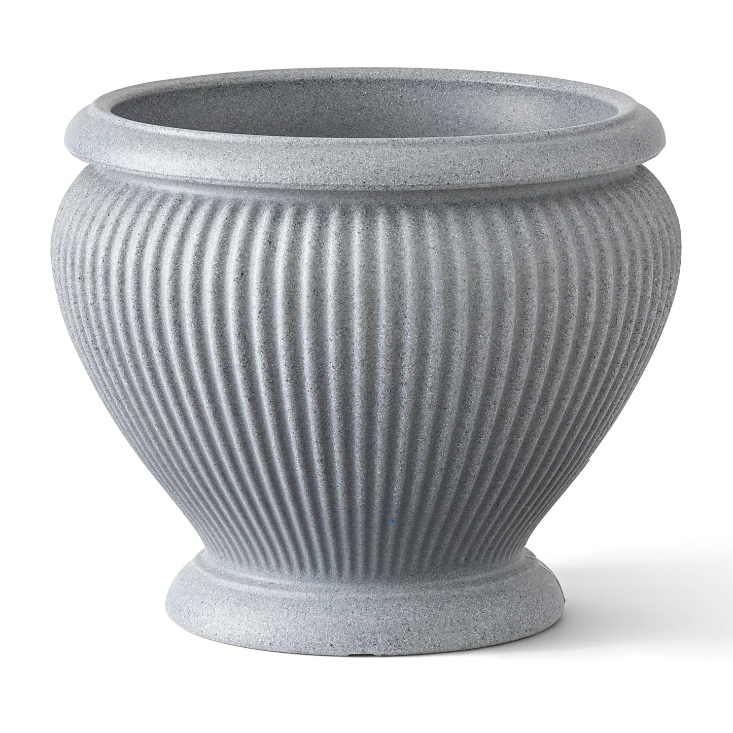 ARBORA 18" Cannes Urn Polyresin Indoor and Outdoor Planter with Stone Blend Concrete Gray Finish - Durable, Weatherproof, Lightweight, Large Plant Pot for Patio, Garden, Deck, Entryway