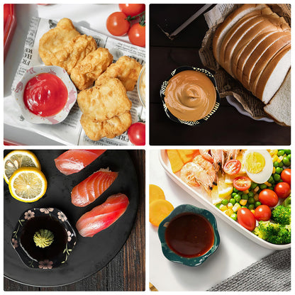 AYFDISHS 4 Inch Ceramic Dipping Bowls, Side Dishes Soy Sauce Dishes Chinese/Japanese Serving Dishes for Sushi Appetizer Plates for Kitchen Home, Set of 4