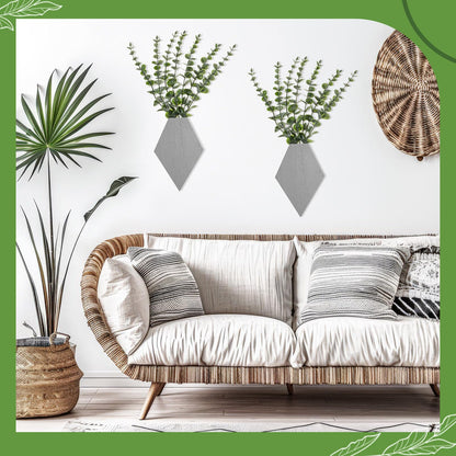 Chunful Wooden Wall Planter Decor Hanging Fake Plants Greenery Flowers Holder Vase Boxes for Wall Farmhouse Bohemian Living Room Bedroom Kitchen Office Indoor Decoration (Light Gray,2 Pcs)