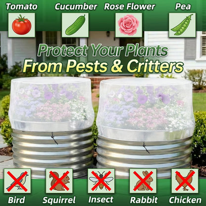 2 Pack Garden Netting Cover for 2 FT Dia x 1 FT H Round Raised Beds, Fine Mesh Plant Cover with Drawstring, Raised Bed Bug & Bird Barrier Screen for Vegetables, Herbs and Flowers
