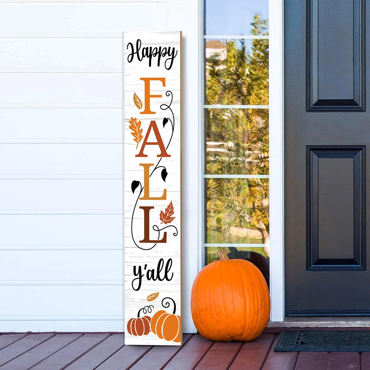 Happy Fall Y'all Wooden Porch Sign 47" Thanksgiving Large Welcome Porch Sign for Pumpkin Sign Autumn Home Front Door Yard Party Decor