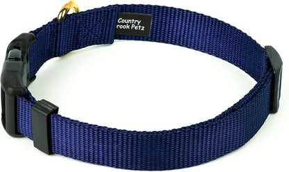 Country Brook Petz - Everyday Nylon Dog Collar and Leash - 10+ Cool Colors (1 Inch, Large, Navy Blue)