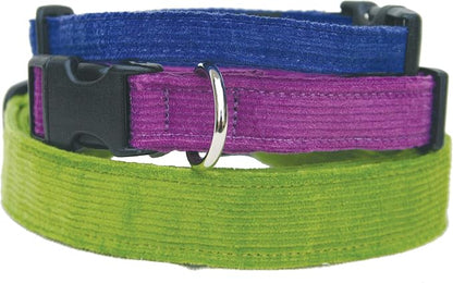 Hemp Corduroy Dog Collar Available in 9 Colors (Rust, Marigold, Bronze, Avocado, Blue, Plum, Pink, Red, Black) Sold in 6 Sizes (3/4" Small, Blue)