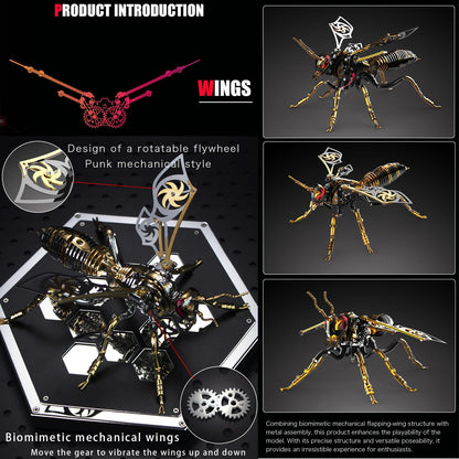 3D Metal Puzzles for Adults Mechanical Wasp Model Kits Building Blocks the Northern Giant Hornet Difficult DIY Assembly for Men