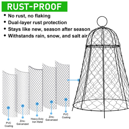 Garden Cloches for Plants 6 Pack - Chicken Wire Outdoor Plant Protectors from Animals - Heavy-Duty Metal Cage with Detachable Lid - Rustproof Covers - 12"D × 17"H - Blocks Rabbits, Squirrels & Birds