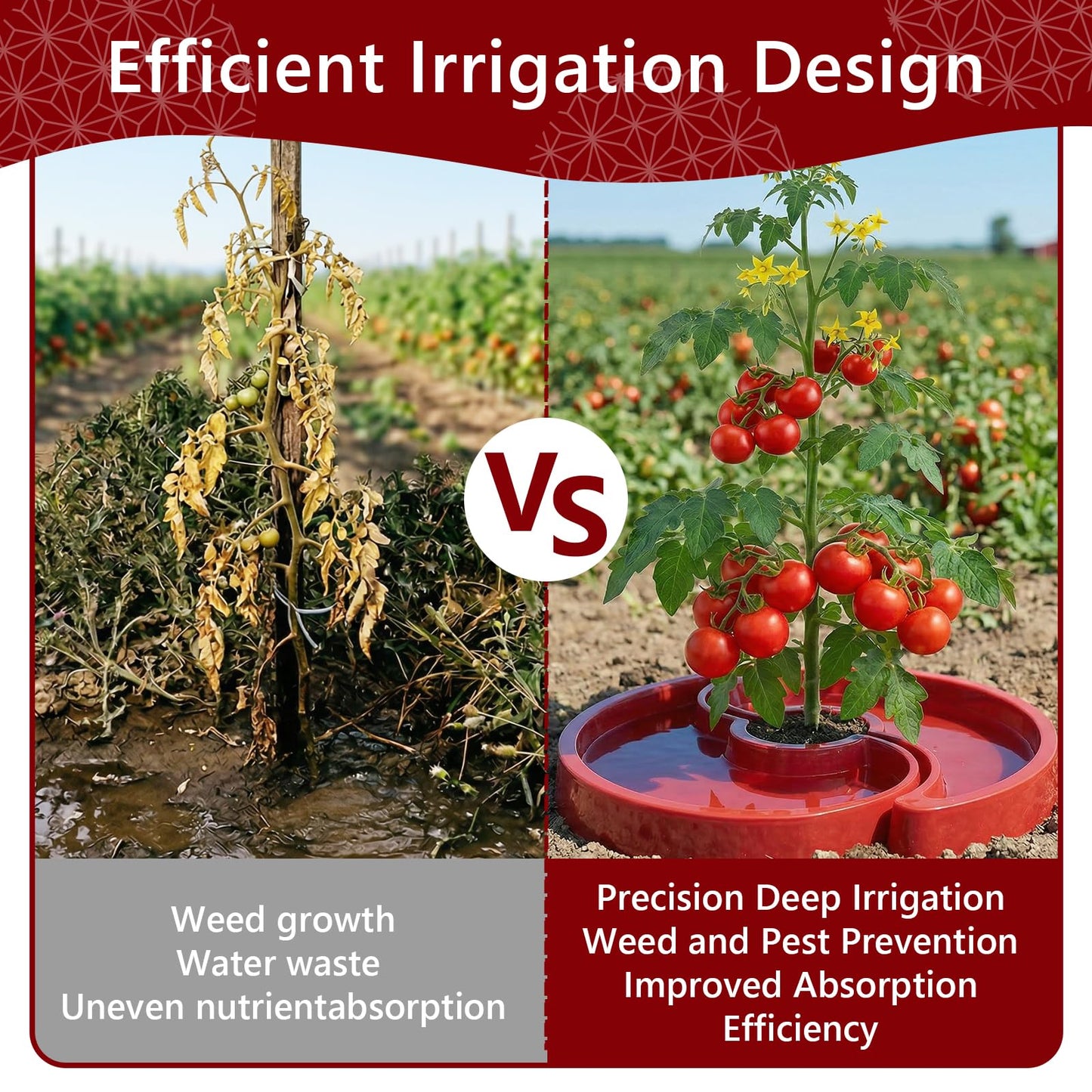 U0U 10 Sets Tomato Watering Trays,Tomatos Ring Tray Used to Improve the Yield of Tomato Plants,Help to Plant Vegetables Water Saving, Easy to Direct the Root Irrigation (10, Red)