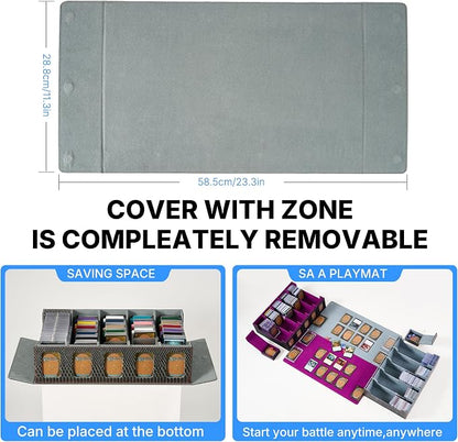 Magnetic Leather Trading Card Storage Box - 5-Row Deck Case Design, 3900+ Capacity for YuGiOh, MTG, TCG and Sports Cards, Includes 24 Colorful Dividers & 5 Card Supports (15.8in, Dragon)