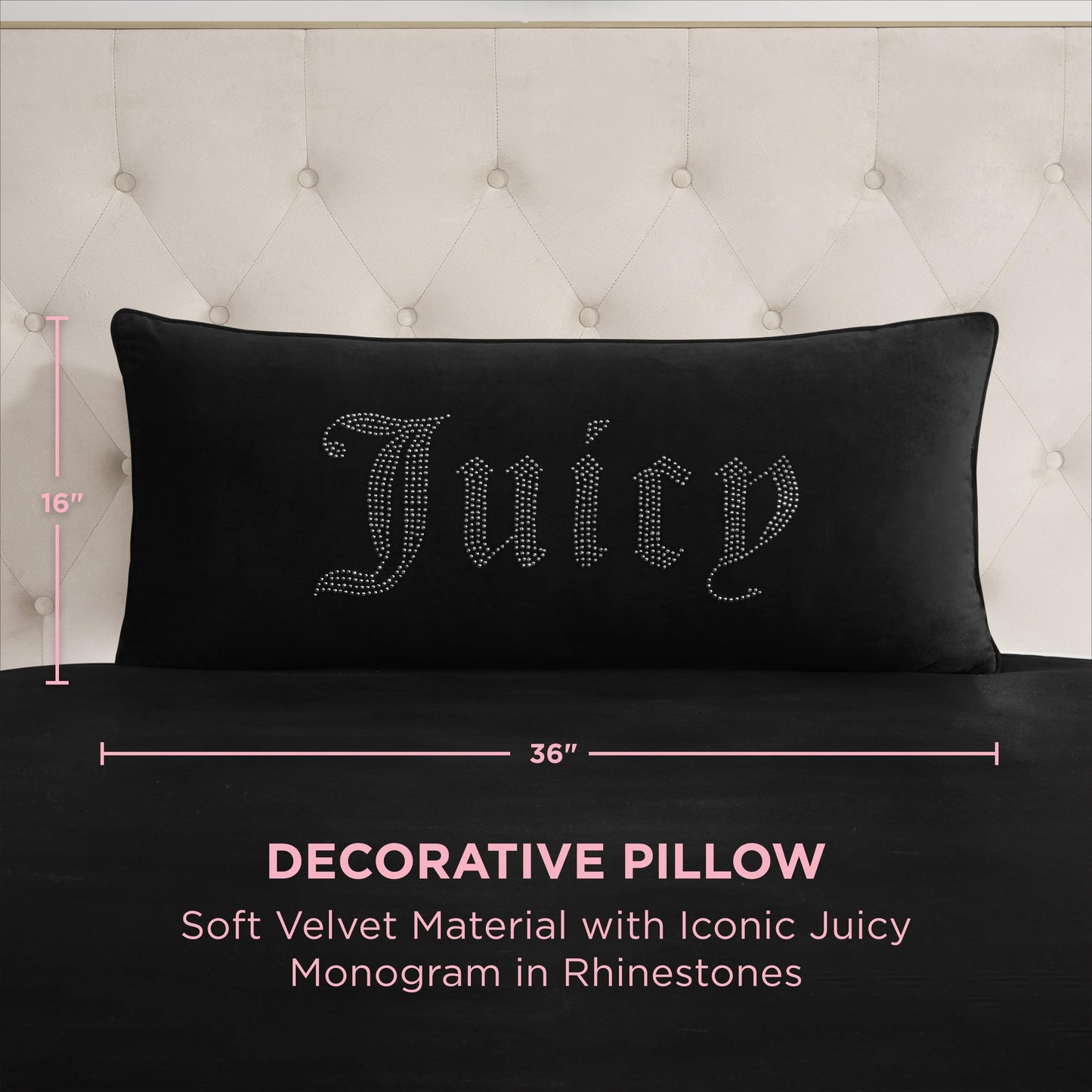 Juicy Couture – Decorative Accent Pillow Velvet Safari Leopard Premium Reversible Throw Pillow Living Room and Bedroom Décor Measures 14" x 24" Cheetah on White