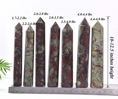AMOYSTONE Large Blood Jasper Stone Wand Healing Crystal Obelisk Tower 6 Faceted Column Reiki Chakra Meditation Therapy 4.0-4.4 LBS