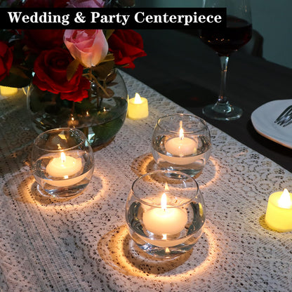 PINIWON Set of 12 Clear Glass Tealight Candle Holder, 2.6'' H x 3.1'' W, Round Votive Candle Holders Bulk, Small Bowl Candle Holder for Wedding Table Centerpiece Home Decor