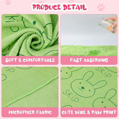 Tatuo 22 Pcs Dog Towels for Drying 20 x 40 Inch Pet Bath Towels Absorbent Microfiber Towel Quick Drying Puppy Bathing Supplies for Small Medium Large Dog Puppy Cat(Colorful,Rabbit Pattern)