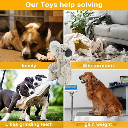 HDSMNGY Dog Toys for Aggressive Chewers, Durable Plush Rope Dog Toy with Squeaky, Interactive Tug Toy for Small Medium Dogs, Teeth Cleaning & Boredom Relief